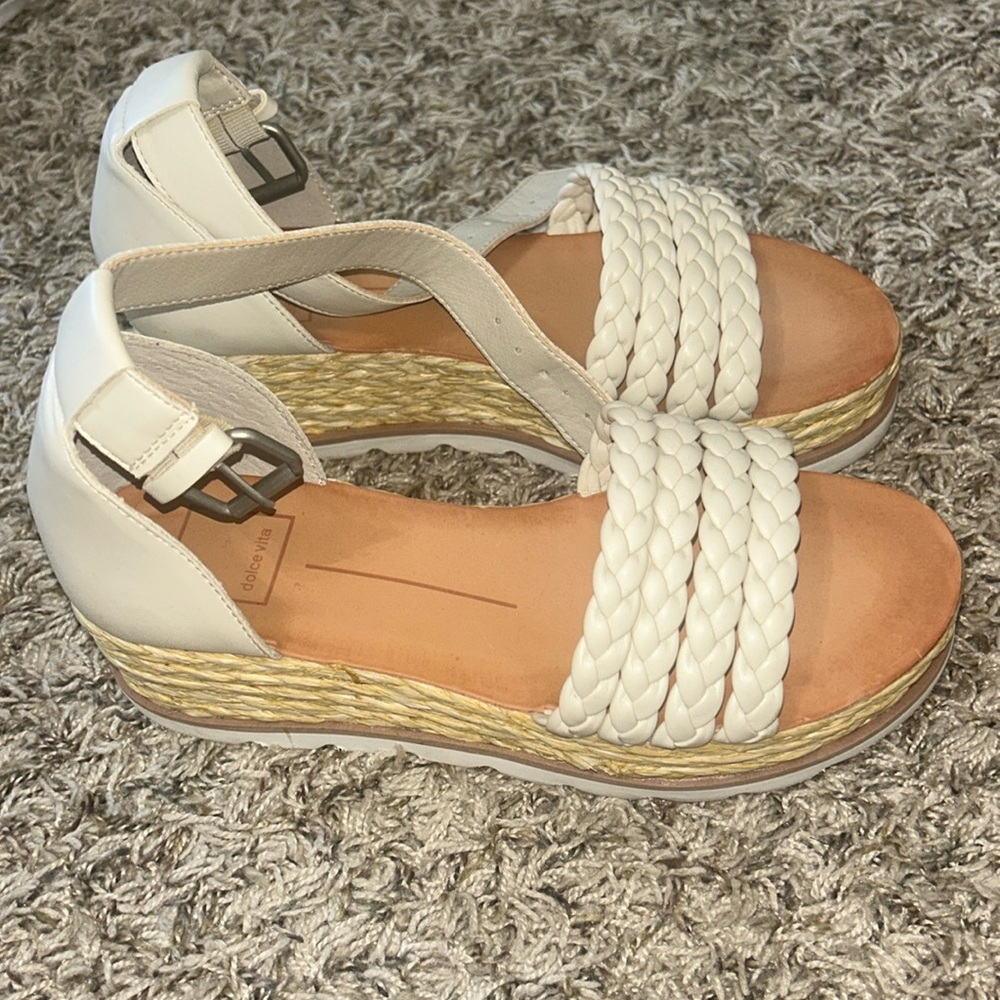Dolce Vita White Espadrille Platform Sandals